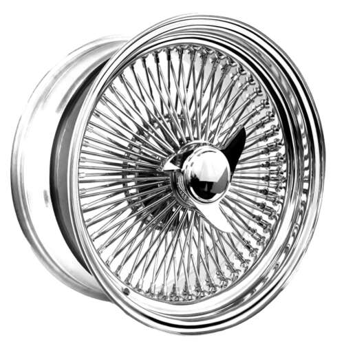 16×7″ Standard Chrome 100 Spoke Lowrider Wire Wheels — Set of 4